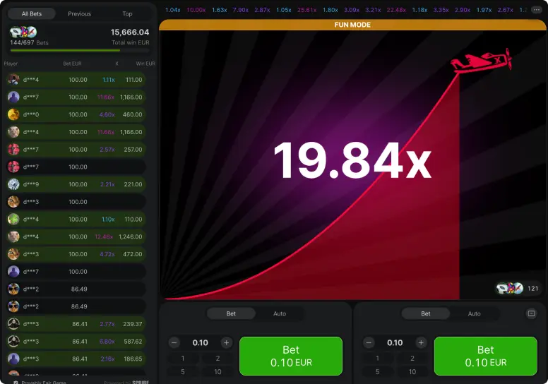 Aviator Bet Screenshots